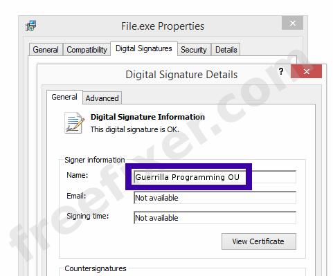 Screenshot of the Guerrilla Programming OU certificate